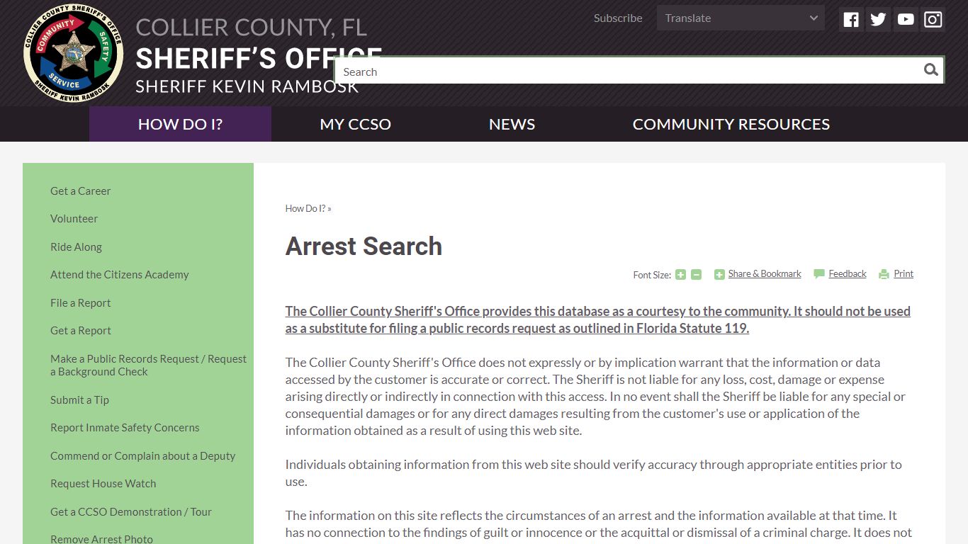 Arrest Search | Collier County, FL Sheriff